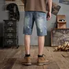 Jeans masculin 28-48-Large Shorts Ripped Denim Pantals Loose Retro Retro Trend Casual Oversize Summer Pirate