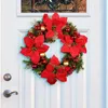 Decorative Flowers Indoor Outdoor Wreath Festive Flower Christmas Indoor/outdoor Garland Decoration For Front Door Window Wall Holiday Gift