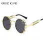 OEC CPO Nouveau Steampunk Round Lunettes de soleil Men Brand Metal Frame Sunglasses Femmes Miroir Personnalité Lunettes de printemps UV40L1467206019