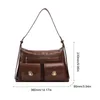 Schoudertassen Vintage Big Bag Multi Pocket Soft Pu Leather Ladies Hand For Women 2024 Luxe designer portemonnees en handtassen Purse