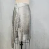 Skirts 2022 Sexy Club Silver Aluminum Sequin Metallic Asymmetric Metal Mesh Chainmail BirthdayParty Skirt8062661