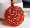 Dragon de cadeau de jade naturel et phoenix potins Red Agate Big Boully Bouddha Ping Un collier de pendentif chanceux chanceux2698839