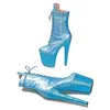 Zapatos de baile 20cm/8 pulgadas PU Upper Modern Sexy Nightclub Pole Plataforma de tacón alto Boots de tobillo para mujeres 388