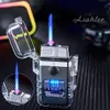 Transparent Waterproof Without Gas Electric Dual Fire USB Plasma Electric Lighter Outdoor Windproof Turbine Torch Lighter Men's Gift