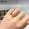 18K Vittguldpläterat Brilliant Cut Diamond Test Past D Color Swallowtail Cow Head Ring 925 Silver Gemstone Rings240412