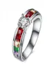 Wholem و Women Rainbow Ring الزركون النمساوي Crystal قوس قزح Rainbow Ring Fine Jewelry3257840