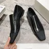 Scarpe casual 2024 EST Spring Autumn Concessa Mary Janes Flats Genuina in pelle vera Donne Diazza quadrato Decorazione di toe Slip-On Colore Solido