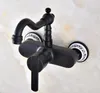 Bathroom Sink Faucets Black Oil Rubbed Bronze Kitchen Faucet Mixer Tap Swivel Spout Wall Mounted Single Handle Mnf843
