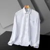 Herren -Hemdhemden Herren Klassiker elegantes Geschäft Langarm Easy Care Stretch Plain Formal Shirt Casual Standard Männliche Arbeitskleidung