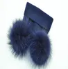 FashionDouble Real Fur Pom Pom Hat Women Winter Winter Caps قبعات صوف متبكلة جروح بيني Gfemale Natural two Fur Pompom Beanie Hat3448174