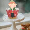 Wegwerpbekers Straws Cake Decoraties Xmas feest thema Cupcake Wrappers Muffin Fringe Christmas Topper Paper