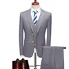 Costumes masculins Blazers 2023 Fashion New Mens Business Casual Casual Set Treece Set / Groom Wedding Mard Couleur Solie Blazers Jacket Mabe Pantal