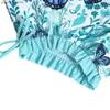 Jednoczęściowy strój kąpielowy dziewczęta z długim rękawem Motyl Design Hawaiian Swimsuit One Piece Szybkie suszenie stroju kąpielowego Y240412