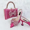 Dress Shoes Arrival Italian And Bag Set For Party Latest Fashion Rhinestone African Woman