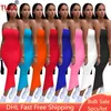 Casual Dresses 5pcs Wholesale Elegant Strapless Bodycon Dress Backless Long Maxi Tube Solid Party Night Off Shoulder Vestidos Robe 7529