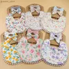 Bibs Burp Cloths 4sets/лот младенца Burp Одежда для волос-галстук для повязки на головокружение хлопковое мальчик девочка нагрудники детские цветочные полотенце слюны кормление двухэтажного шарфа Y240412