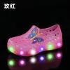 sandals per bambini scivoli pantofole per le luci a led alla spiaggia fibbia all'aperto di scarpe da ginnastica 19-30 p8zv#