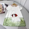 Girls Partydress Rabbit Grass Model Print Jupe Baby Taille 100-160 cm Kids Designer Vêtements Summer Princess Robe 24Pril