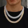 14 mm högkvalitativ diamant kubansk länkkedja med certifikat hiphop 925 silver halsband män smycken