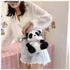 New Chinese style handbag, female panda pearl chain, one shoulder cartoon panda doll, one shoulder crossbody zero wallet