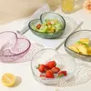 Bowls European Style Irregular Grain Glass Salad Bowl Home Fruit Heart Shaped Couple Plate Transparent Cake Snack