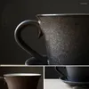 マグカップ手作りのコーヒーセラミックカップレトロパーソナライズされたマグカップパストラルブラックカップパーフェクト陶器