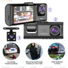 Auto 3 Lenses Dash Cam 2-inch Screen Loop Recording Battery Powered Camera