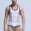 Mens Mesh Patchwork Vest Sheer Tank Tops ärmlös skjorta Gym Sport Slim Muscle Top Ice Silk Bodybuilding Fitness Sexig Singlet 240412