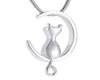 IJD10014 Moon Cat rostfri Stee Cremation Jewelry for Pet Memorial Urns Halsband Håll Ashes Keepsake Locket Jewelry6525162