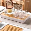 Theebladen bamboe water opberg ei accessoires kleine tafel set decoratief plateau decoratif service lade