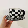 Tazze divertenti a mano pizzicarsi tazza di caffè piattino originale a strisce dipinta a strisce tavoli da tavola da tavolo da tavolo drinks regalo bellissimo bevande bevande