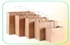 Kraft papperspåse med handtag trä färg packning presentpåsar för butikskläder bröllop julfest leveranser handväskor y06069938217