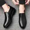 Casual Shoes 2024 High Quality For Men Slip On Leather Spring And Autumn Solid Chunky Heels Daily Fashion Business