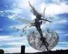 庭の装飾的なステークの妖精とタンポポは一緒に踊り、金属ヤードアート装飾芝生の風景彫刻の装飾2109114098832