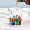 Weingläser Internet Promi Leicht luxuriös bemalte Whiskyglas Ins gut aussehende dicke Retro-Multi-Farben-Blöcke Glas