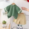 Kledingsets 1-5 jaar Casual jongenskleding Set 3 kleuren Pure Cotton Bear T-shirt + Korte broek 2 stks Oubfit voor kinderen Kinderen Verjaardagscadeau Y240412