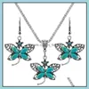 Pendant Necklaces 32 Styles Turquoise Jewelry Sets Necklace Earrings Suit Drop For Women Fashion Accessories Nature Stone Wedding Deli Dhd8S