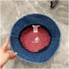 Chapeaux à bord large Bucket Cowboy Designer 100% coton Bleu Blue Broidered Tricoted Plain Diné Men et Femmes avec CAP LOGO BLANC POUR F DH8QK