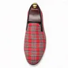 Casual Shoes Piergitar Handmade Scottish Plaid Men Fabric Loafers Plus Size Flats US 4-17