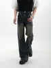 Erkekler pantolon vintage yıkama mikro akımlı kot pantolon eski gradyan gündelik geniş ayak kat uzunluğu yapar