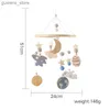 Mobiles Baby crib bell wooden moving childrens rattlesnake toy Baby crib bell rattlesnake Bohemian style childrens music toy 012 months old newborn gift Y240412Y24