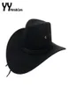 Västra American Mens Cowboy Hats Wide Brim Travel Sun Hat Cowboy Cowgirl Faux Suede Triple Strings Chapeau Homme Cowboy YY18015 T7756303