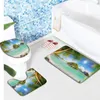 BAD MATS 3D Landschap Gedrukte Ocean Flower Anti Slip 3pcs Set Home Enter Deur Tapijt Doormet Toilet Cover Lid Pad Mat