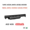 Batteries 100% d'origine 4400mAh pour ASUS A32K55 K45 X45V X55 K55A K45V K55D A55VD X85V A45V X55VD