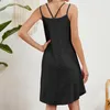 Lässige Kleider Frauen Sommer eine Linie Kleid ärmellose Midi Hals Spagheti -Gurte Flowys Schwingen Sundress Streetwears