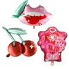 6pcs lip xoxo Valentine Balloons Print Lovely Decorative Cherry Pattern Po Props Foil Balloon for Birthday Festival Party 240328