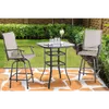 Shintenchi Patio Swivel Bar Set, alle weer textielstof Outdoor High Stool Bistro Set met 2 bar stoelen en glazen tafel