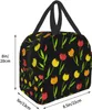 Bolsa de almuerzo de flores de tulipán amarilla Trabajo de viaje Bento Cooler Reutilizable Cajas de picnic Bolsas de contenedores aislados para adultos Niñas