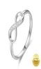 925 Sterling Silver Ring Infinity Forever Love Knot Promise Jubileum CZ Simulerade diamantringar för kvinnor7249416