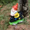 1PC Cycling Darff Flower Courtyard Statua ogród Gnome Dekoracja Dekoracja rzeźby